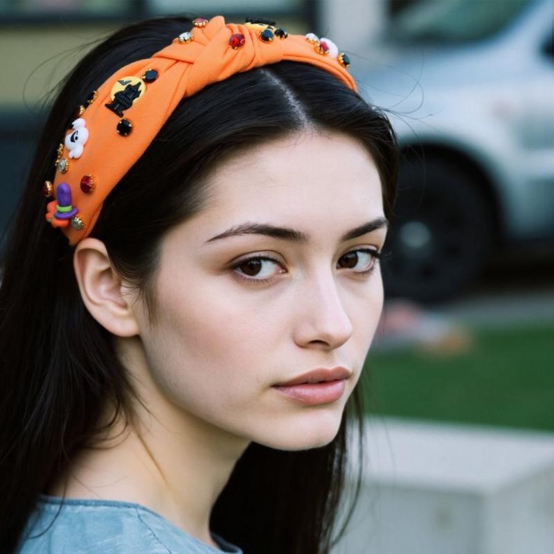 Soft Fabric Halloween Headpiece Pumpkin Witch Bat Theme For Multi Role Costume Transformations Cosplay Headband