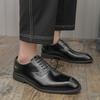 Fashion Brand Breathable Banquet Party Blok Leather Shoes British Style Men's Lace Up Comfortable Pointed Business Dress Leather Shoes