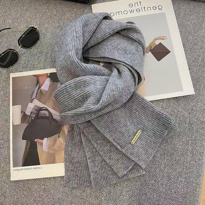 Winter New Solid Color Warm Scarf Couple Men's and Women's High-end Knitted Wool Scarf Small Scarf