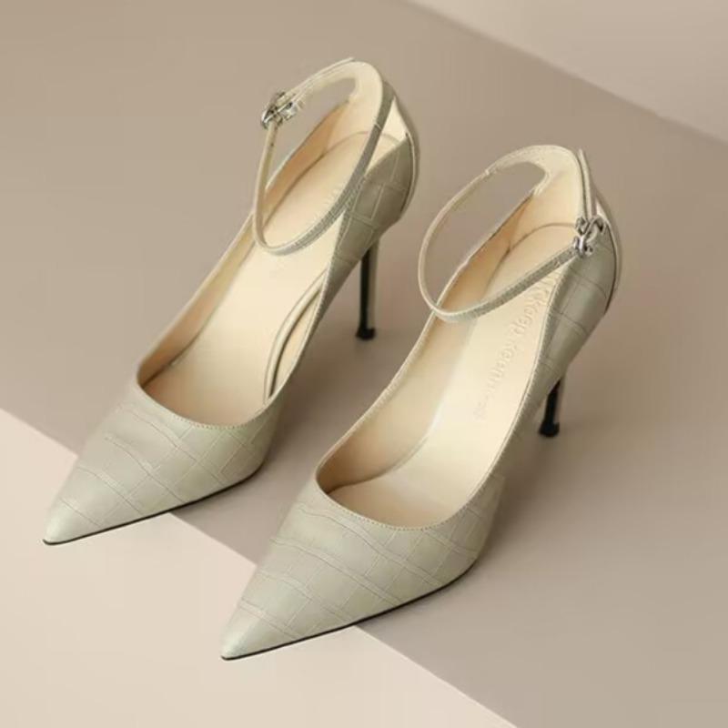 

Fashion Women s Fashion Slim Heel Shoes Spring New Pointed Head Shallow Mouth with A Slip-on Anti-slip Wear-resistant High Heels 34 зелёный