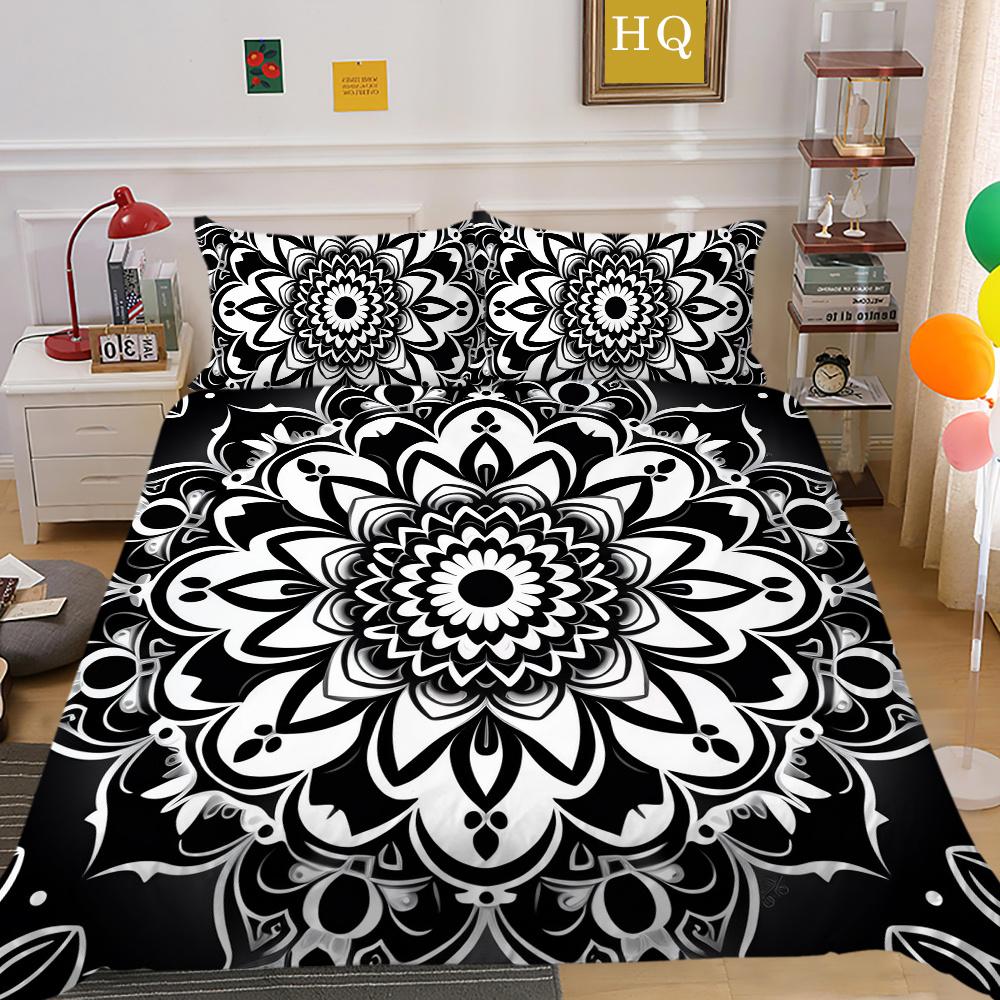 Zestaw poszewek na kołdrę 3D w kolorze czarnym Paisley King Size Home Textiles Girl Bedspread Luxury Bedding Cover Set