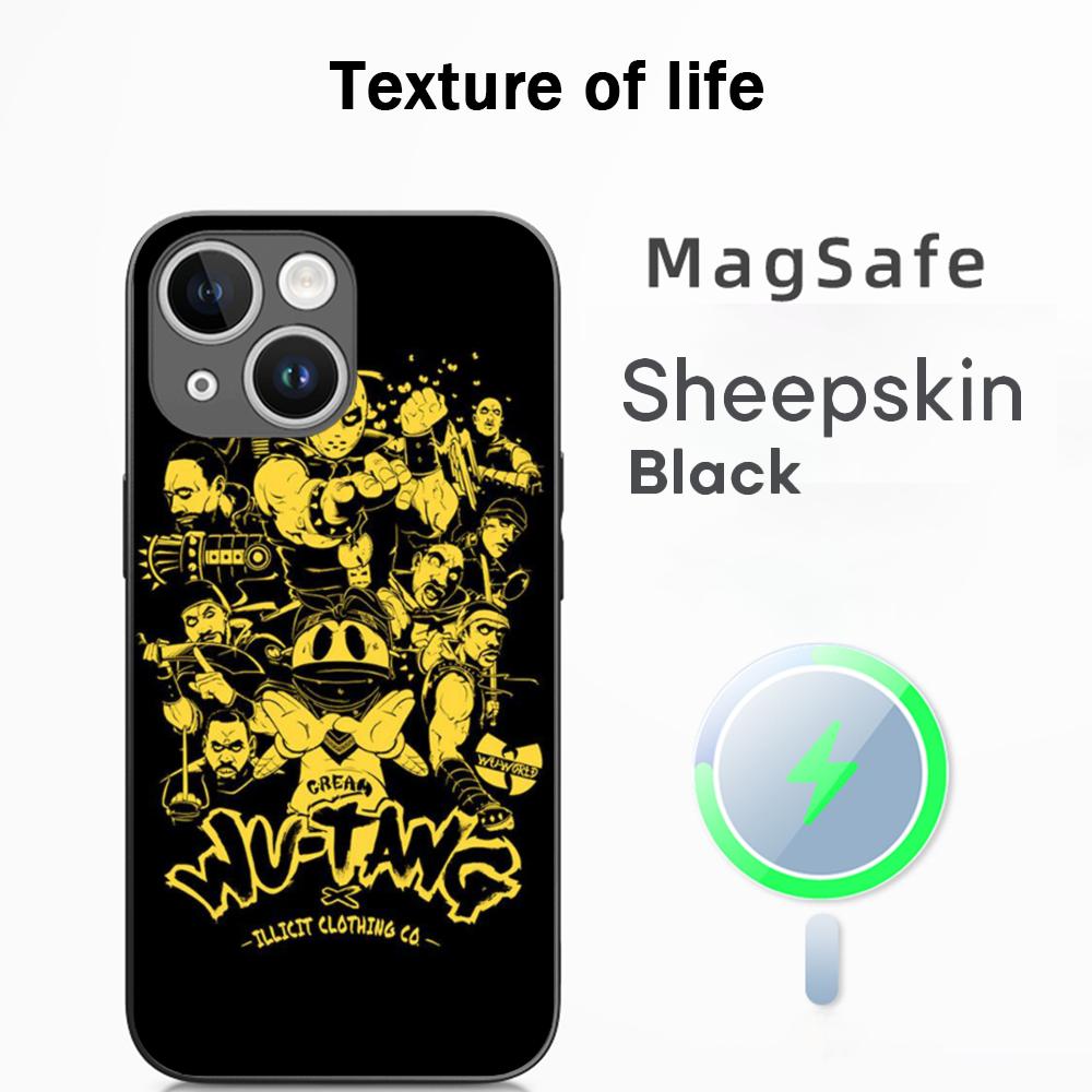 Fashion Trends WU-T-TANG CLANs ins Phone Case For iPhone 16 15 14 13 12 11 Plus Pro Max  High-end Luxury Magsafe Sheepskin