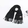 Windproof Solid Color Shawl Soft Long Neckscarf with Tassel Cold-proof Classic Wool Scarf  Women