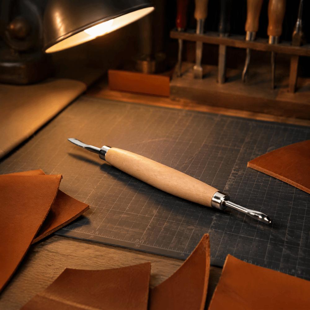 2pcs Double Head Leather Carving Tools Wooden Handle Leather Press Rub Tool  For Polymer Clay