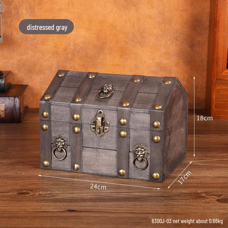 Wooden House-Shaped Lockable Storage Box for Film Props & Jewelry