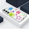 S25 Ultra Case Colorful Stars Graffiti Pattern Cover For Samsung Galaxy S25 Edge S24 Ultra S23 S22 Plus S21 FE Capa Funda
