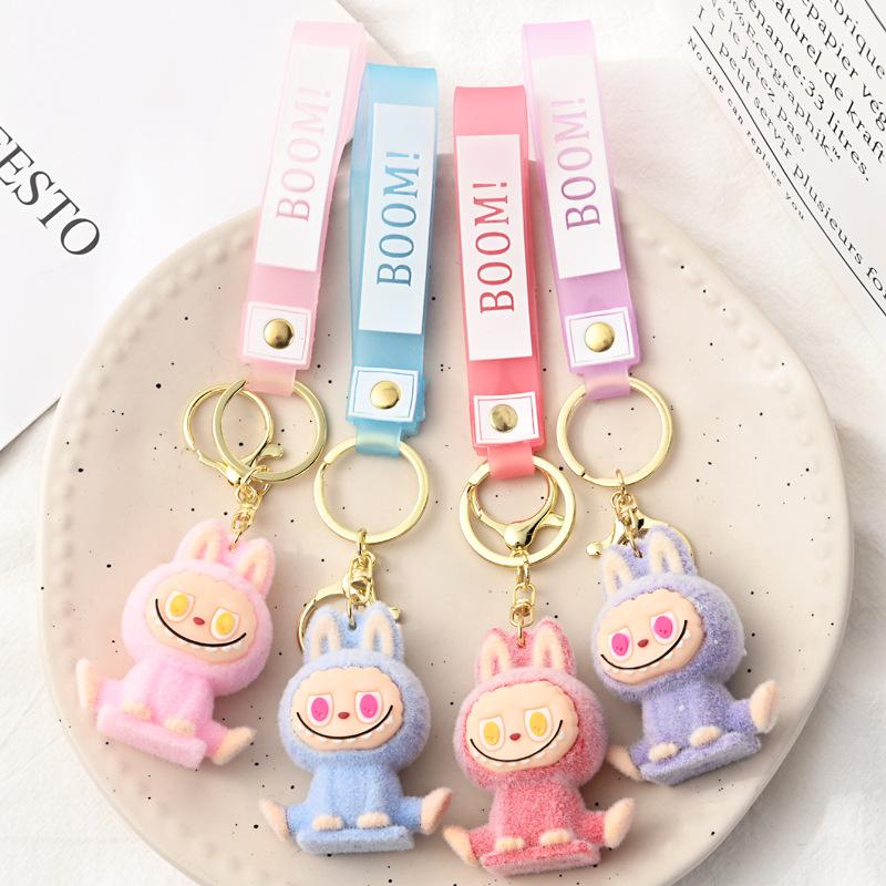 Flocking Yoga Keychain Small Pendant Cartoon Cute Doll Keychain Small Gift
