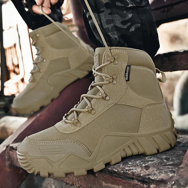 Men's Outdoor Hiking Tactical Boots Ankle Desert Boots Sports Climbing Shoes Military Work Waterproof Work Safety Hunting Shoes