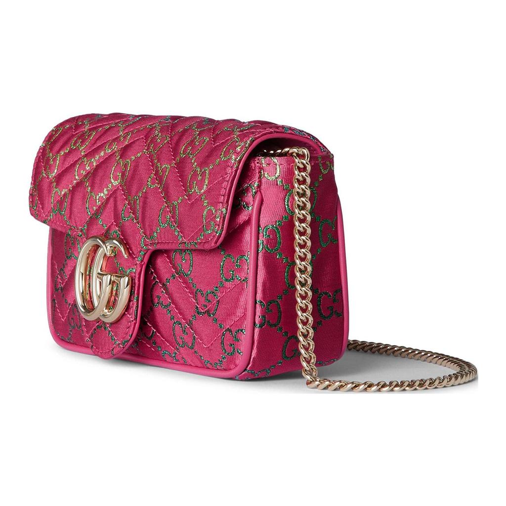 Gucci GG Marmont Double G Logo Print Canvas Mini Shoulder Bag Women Shoulder Bag Pink 476433-2ABNC-8455