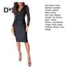 Lady Formal Dress V Neck Hollow Lace Sequin Slim Fit Sheath Midi Dress Commuting Office Business Dress Long Sleeves Fall Spring Dress