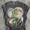 Tričko Three Otters Moon Comfort Colors® 90s Vintage Style, Retro Vtipné Zvířecí Grafické Tričko, Tričko pro Milovníky Meme Vydry, Originální Dárky