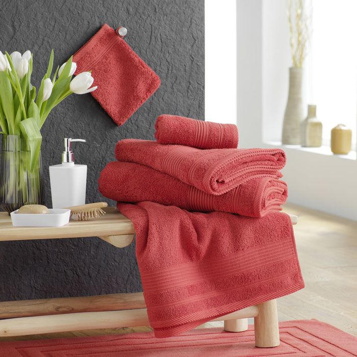 Serviette ou drap de bain en coton 90 x 150 cm Tendresse terracotta