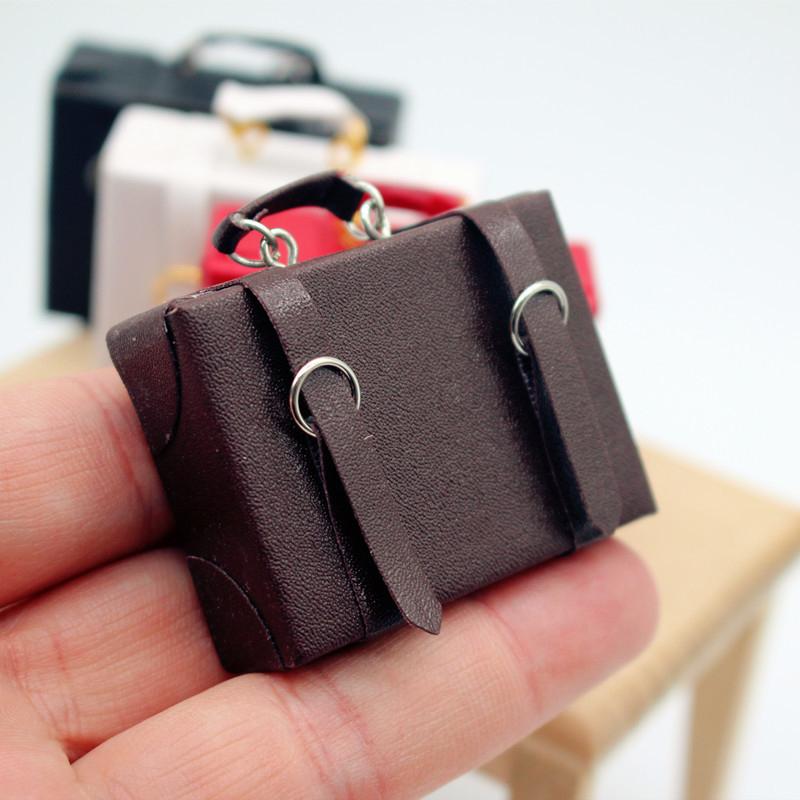 1:12 Dollhouse Vintage Mini Retro Leather Suitcase Craft Miniature Items Storage Box Home Model Decor Toy Doll House Accessories