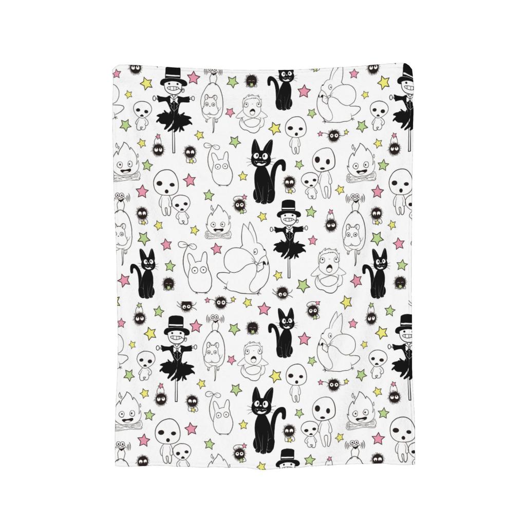 Susuwatari Soot Sprites M-Mononoked Blanket Flannel Autumn/Winter Aways Princessed Super Soft Throw Blanket for Bed Couch Quilt