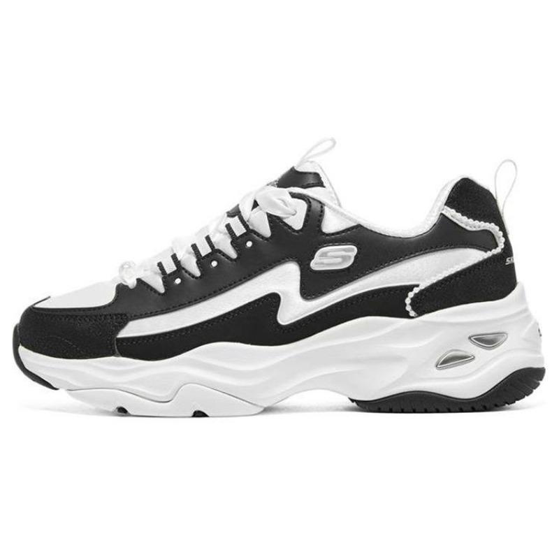 Skechers D LITES 4.0 Pearl Bear Women Textile Leather Low Top Dad Shoes White Black 896156-BKW 35