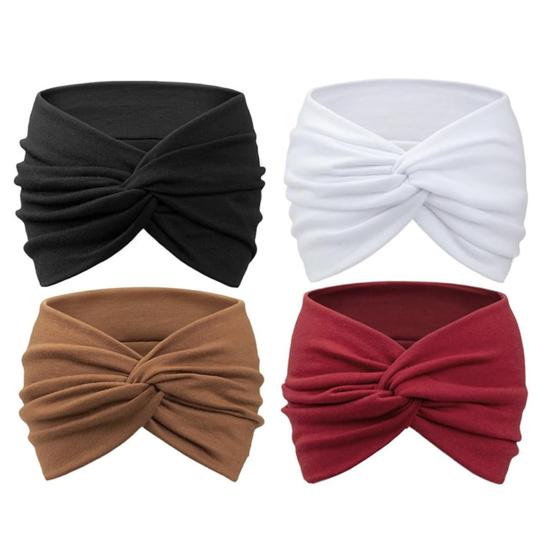 4 bucăți bentită elastică moale, cu design bun cu nod elastic, bandă de păr, culoare solidă, elastică, lavabilă, accesoriu de păr