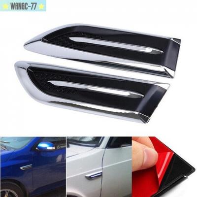 2x Silver Car SUV Air Flow Fender Side Vent Decoration Sticker Cover Accessories