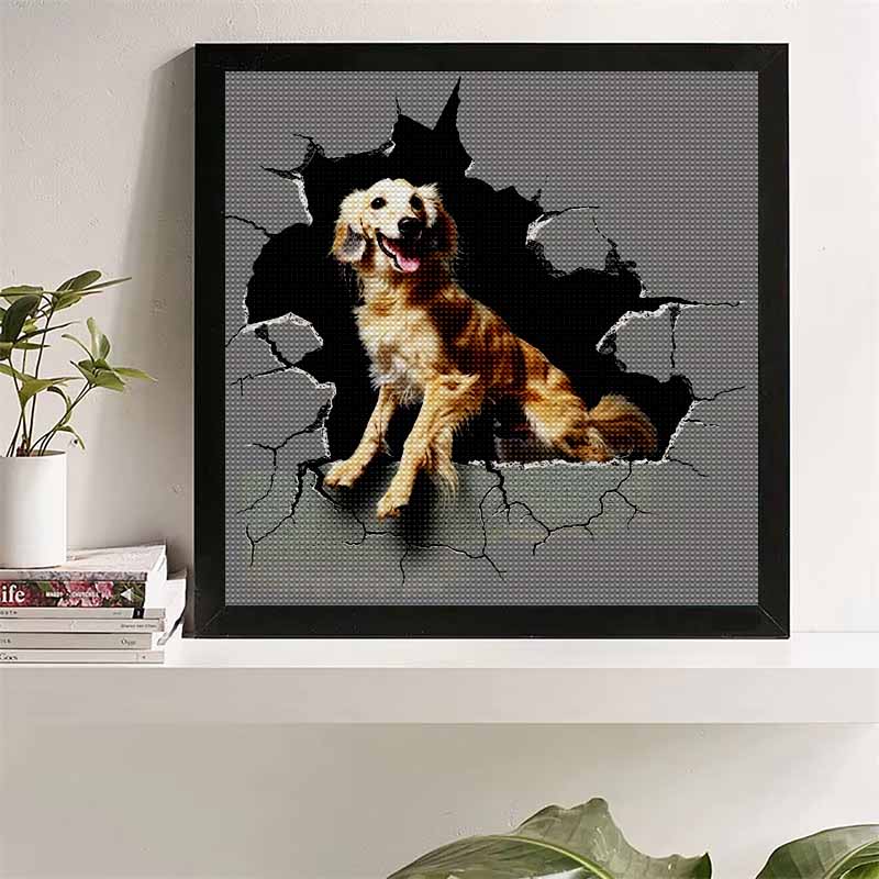 

New Arrival 5D DIY Full Circle Diamond Painting Dog Embroidery Cross Stitch Home Decor Gift 20x20cm
