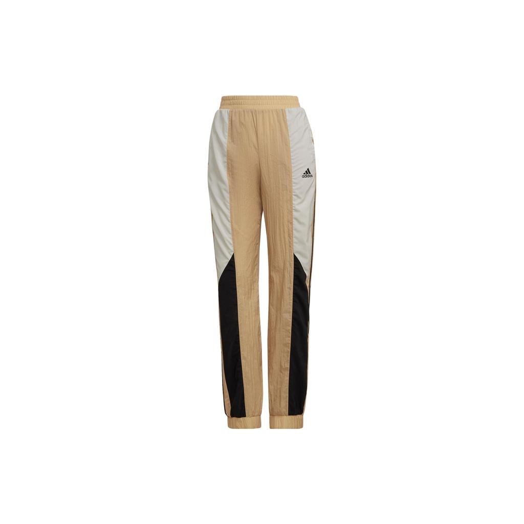Adidas Logo Drawstring Hooded Long Sleeve Jacket And Cuffed Sweatpants Casual Set Women Sets Khaki HK0465