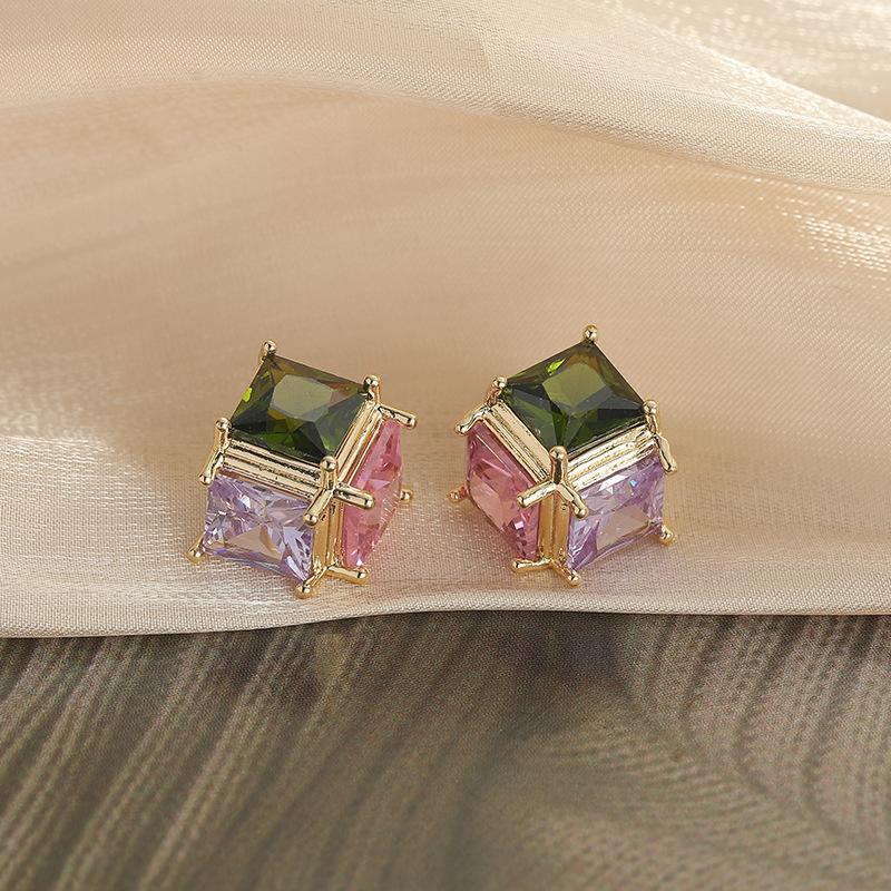 Flower Electroplated Water Droplets Small Fresh Horse Eye Zircon Earrings Silver Needle Light Luxury Bridal Stud Earrings Earrings Women Shine