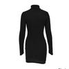 Sexy Mini Dress Women Autumn Solid Turtleneck Long Sleeve Sheath Dress Clubwear Partywear Elegant Bodycon Female
