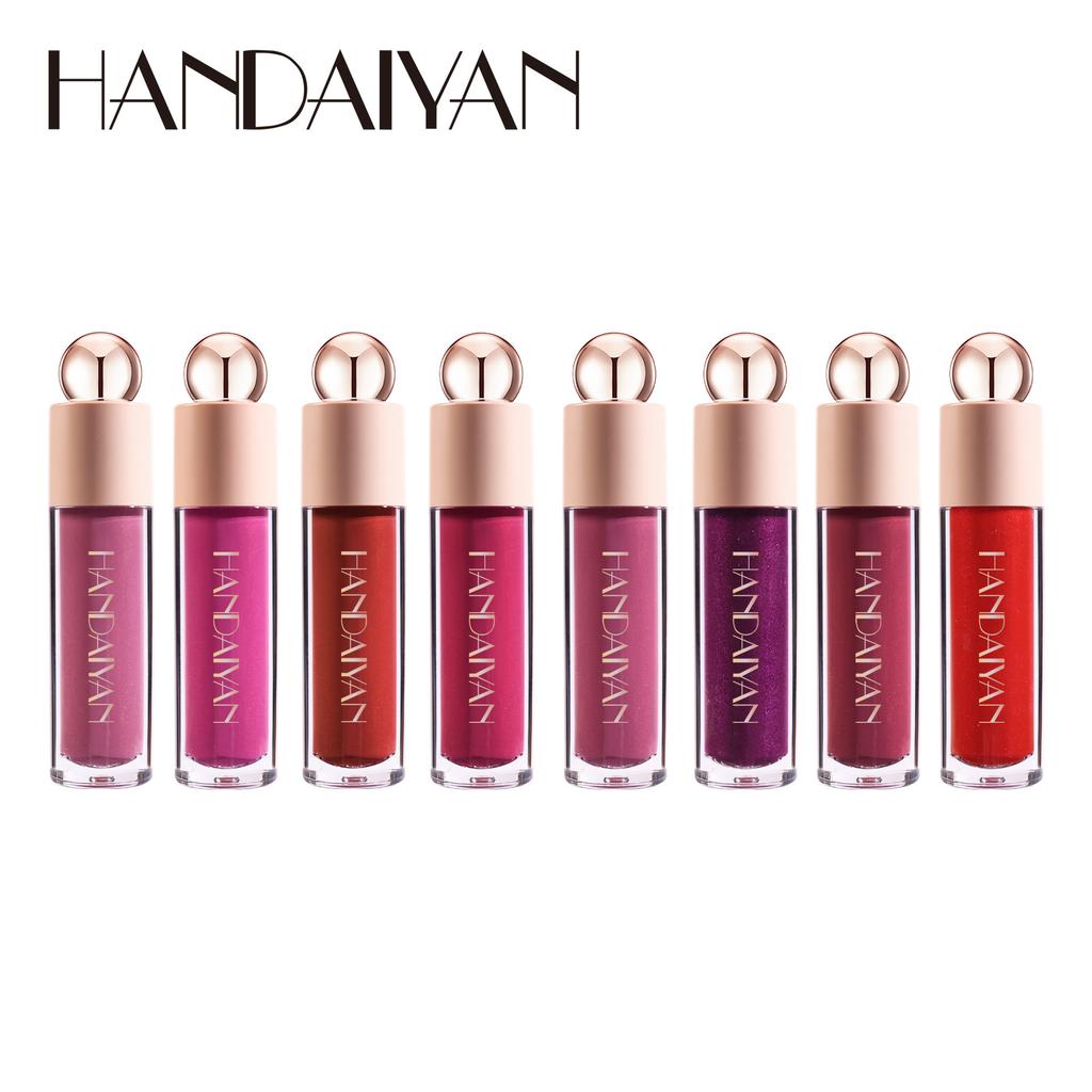 Handaiyan 8-Farben Perlmutt Lipgloss Wasserdichter Flüssiglippenstift mit Transferfester Glitzer