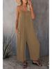European & American Women's Solid Color Pocket Suspender Jumpsuit