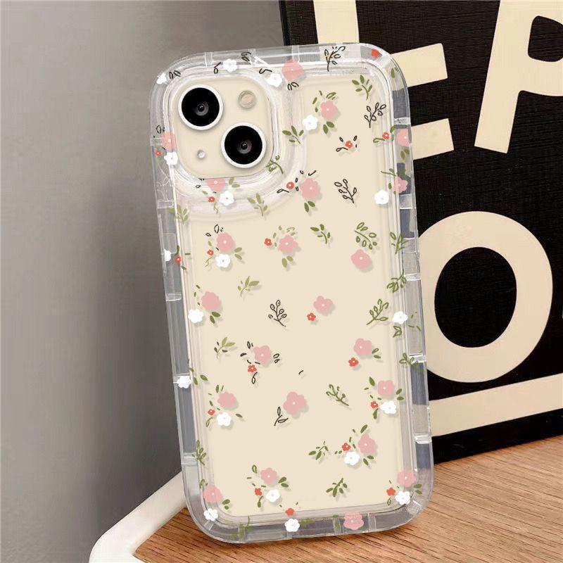 Applicable to iPhone17 airbag mobile phone case Apple 16promax large hole 15/14 pink floral 13 protective case