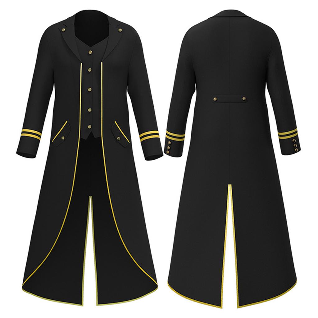 Jiamei Unisex Adult Retro Gothic Steampunk Mid-Length Tailcoat Halloween Costume