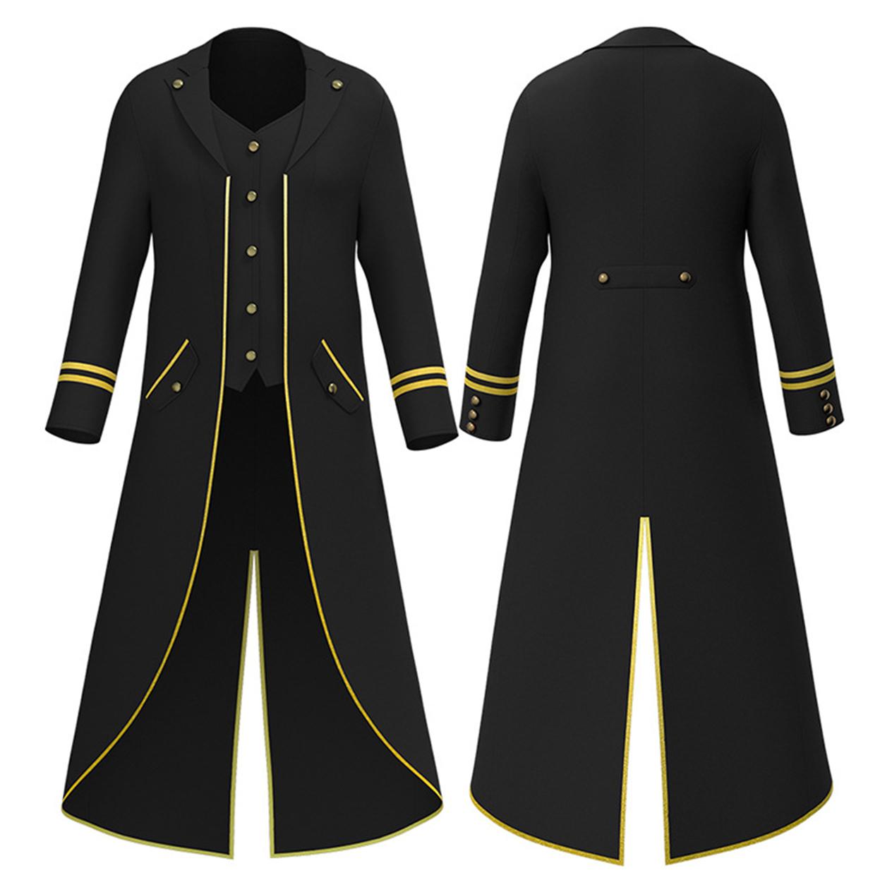 Jiamei Unisex Adult Retro Gothic Steampunk Mid-Length Tailcoat Halloween Costume L чёрный