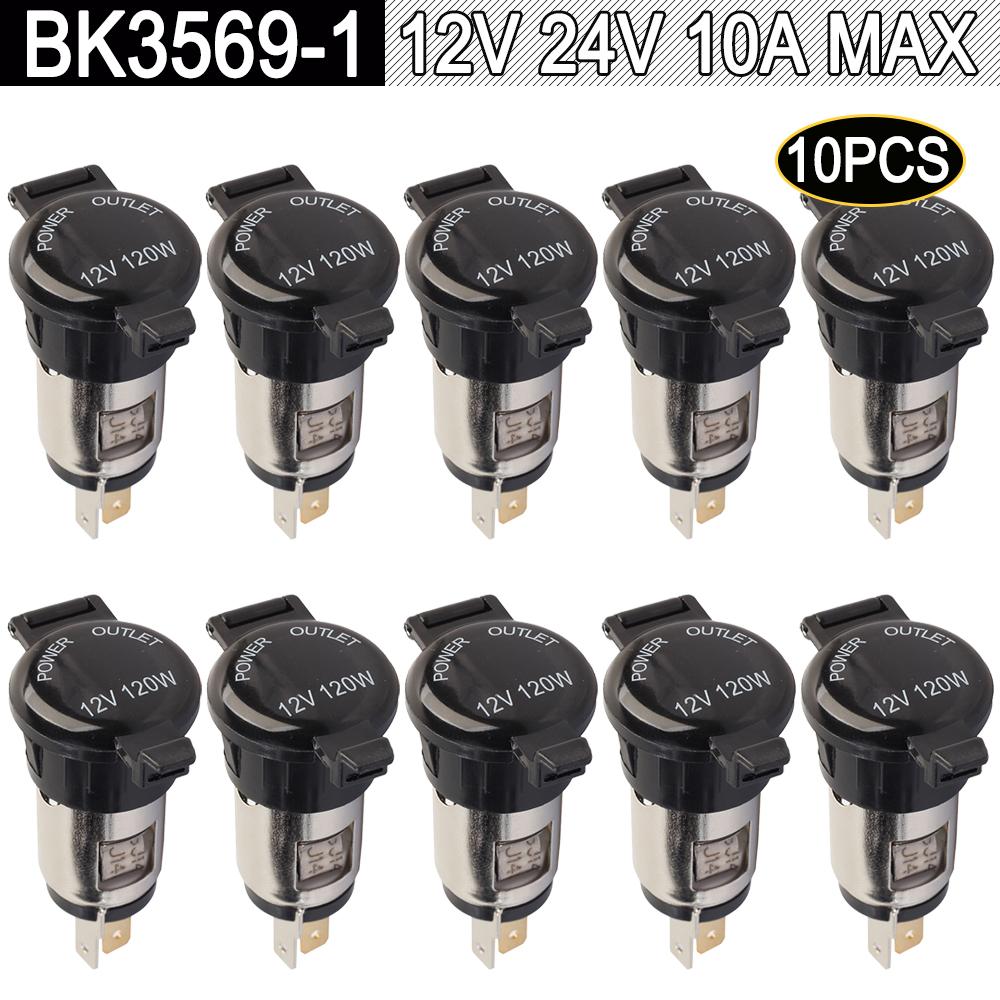 10-1PCS Max 10A Car Cigarette Lighter Waterproof Female Socket Seat with Cover Case 12V-24V Auto Truck Motorcycle Car Accessorie