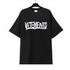 T-shirt in cotone puro a doppia filatura, lavata e invecchiata, con stampa di lettere Vetements, versione alta transfrontaliera, per uomo e donna