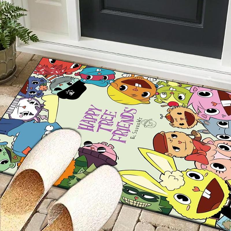 Happy Tree Friends Anniversary Office Rug Chair Mat, Game Carpet, Suitable for Front Door, Bedroom, Living Room, Desk, Holiday Gift