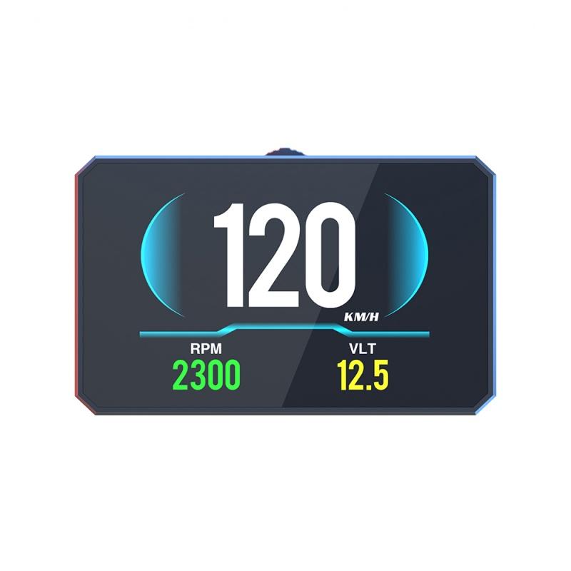 P16 Car Hud Obd2 Lcd Meter Head Up Display Speedometer Kmh,Mph Tachometer Water Temp Fuel Consumption Turbo Pressure