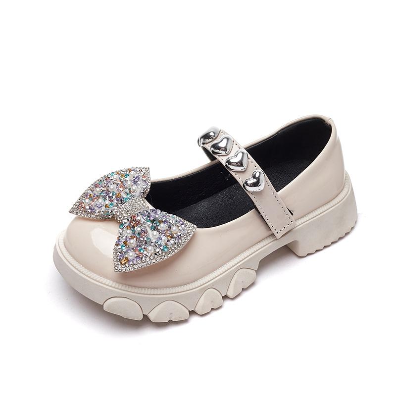 

Spring & Autumn New Girls Rhinestone Soft-soled Leather Shoes Round-toe Versatile Shallow Mary Jane Casual Kids Fashion PU 36
