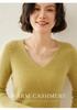 Women's V-Neck Striped Cashmere Knit Sweater - Slim-Fit Autumn/Winter Pullover