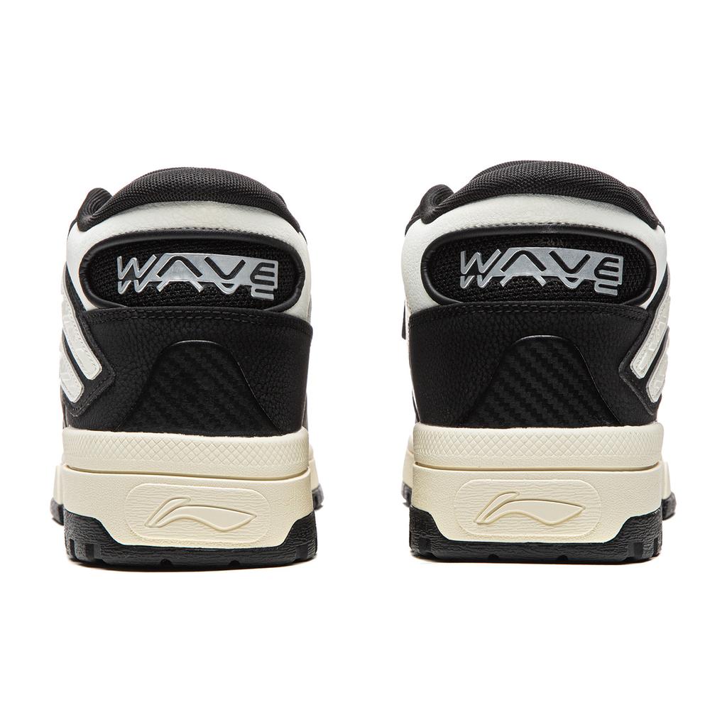 Li Ning Wave MID FLEECE Thermal Slip Resistant Mid top Skateboard Shoes Unisex Black White AGCV381-3