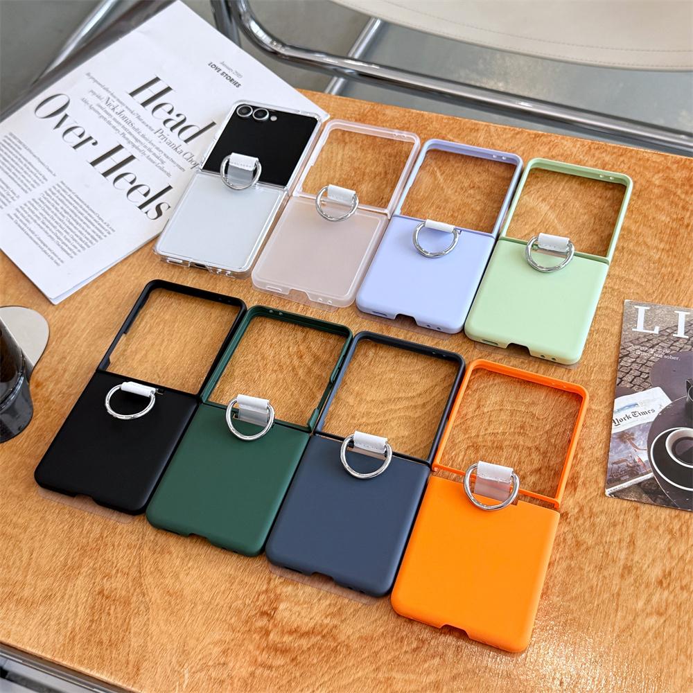 Soft Silicone with Ring Phone Case for Samsung Galaxy Z Flip 7 6 5 4 Flip5 Flip6 Flip7 FE Hinge All Inclusive Protection Cover