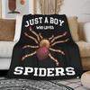Little Boy Who Loves Spiders Flannel Printed Blanket Suitable for All Seasons Suitable for Living Room Office Sofa and Travel