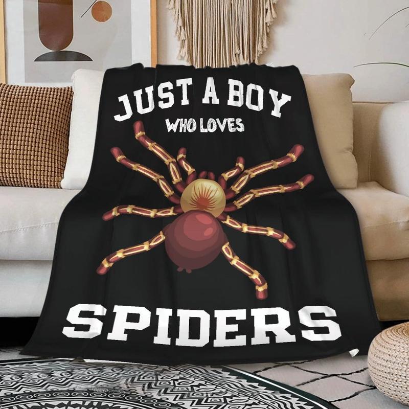 little boy who loves spiders Flannel printed blanket suitable for all seasons suitable for living room office sofa and travel