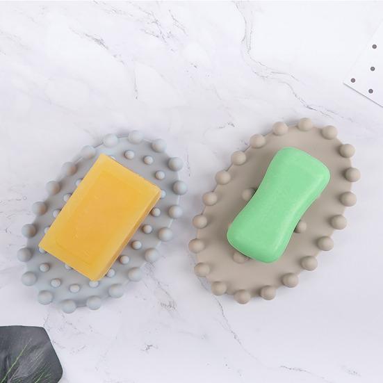 Silicone Soap Dish with Drain Anti-Slip Bottom Self Draining Bar Soap Holder Soap Tray Bathroom Sink Organizer