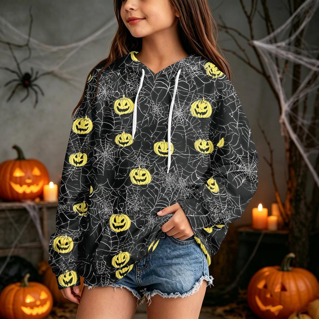 Kids' Casual Halloween Print Pullover Hoodie Sweatshirt for Everyday Wear