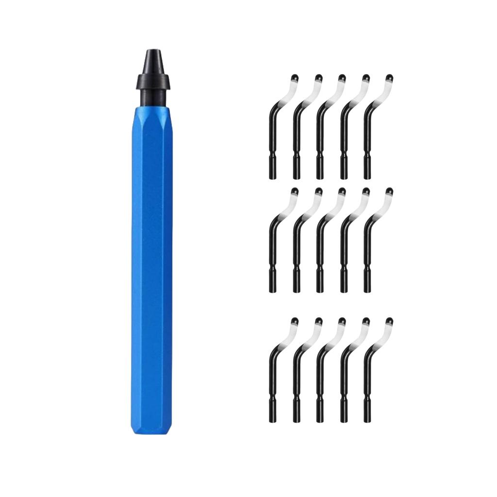 Deburring Tool Set with 15 High Speed Steel Swivel Blades Burr Removal Reamer Tool for Metal Resin Copper Plastic PVC 3D Print