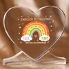 Cheerful Rainbow Heart "ABC 123" Theme Heart-Shaped Playful Style Acrylic Transparent Multicolor Desktop Gift Plaque for School Starters First Day Cel