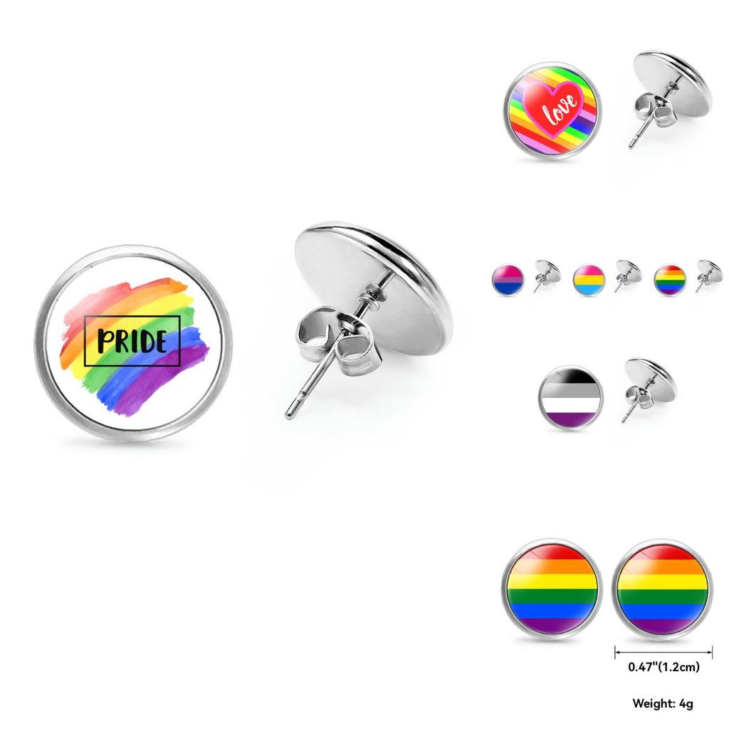Elegant Rainbow Flag Theme Metal Stud Earrings Simple And Stylish Design 2022
