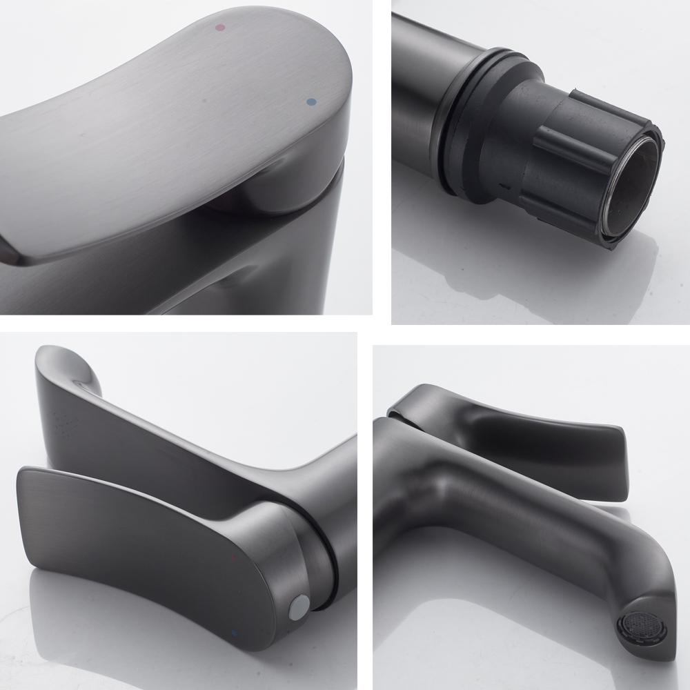 Modern Brass Gun Grey Single Hole Bathroom Water Basin Faucet Basin Mixer Faucet