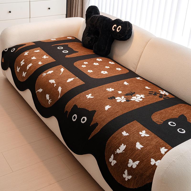 

Подушка для кожаного дивана особой формы универсальна для всех сезонов 2025 новая легкая роскошь хай-энд фиксированная нескользящая накидка на подушку сиденья прямого ряда ткань 90*70cm