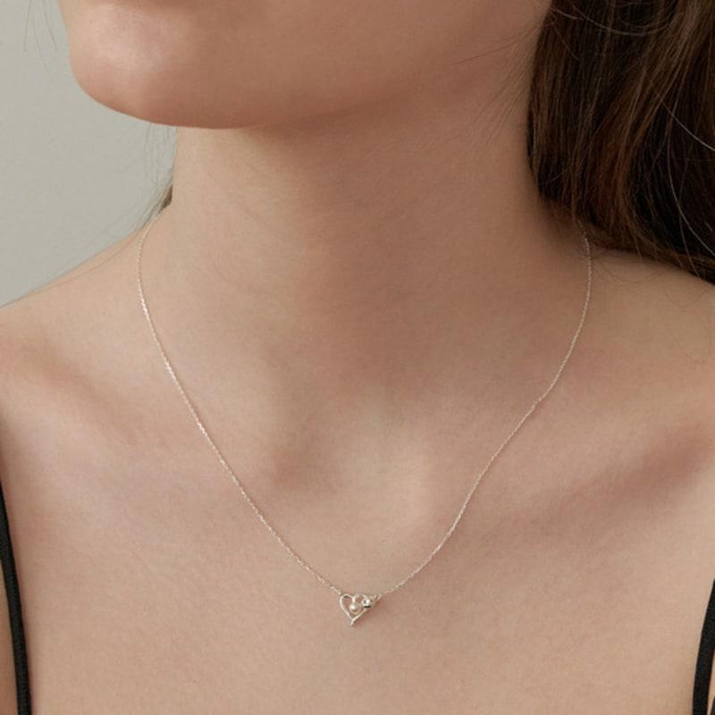 TATIANA (925 Silver) Heart Inside Pearl Necklace NZ2183