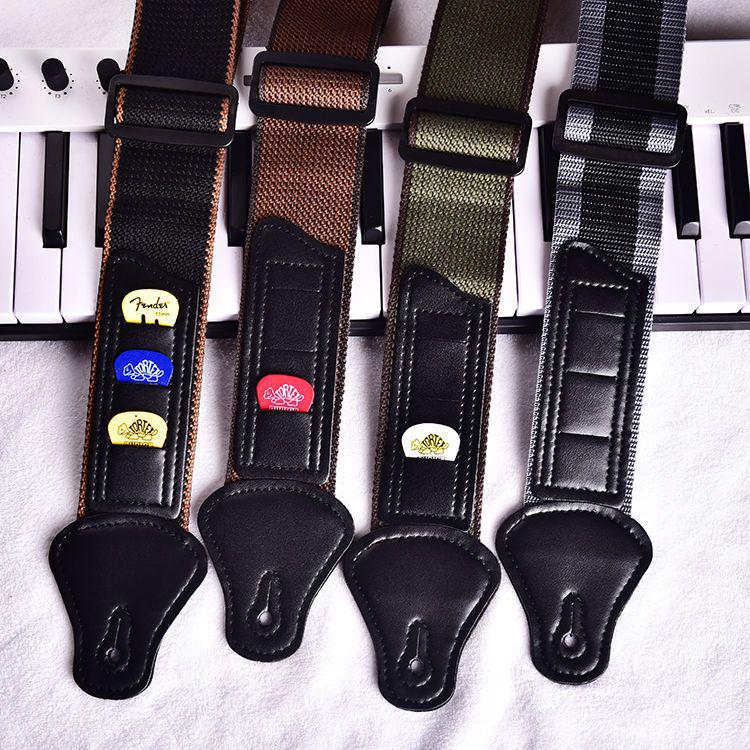 Unisex Classic Guitar Strap with Plectrum Holder for Acoustic & Electric Guitars