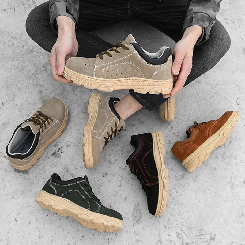 Oulylan Steel Toe Labor Footwear For Four Season Men Anti Slip Breathable Safety Shoes Outdoor Anti Puncture Protection Boots